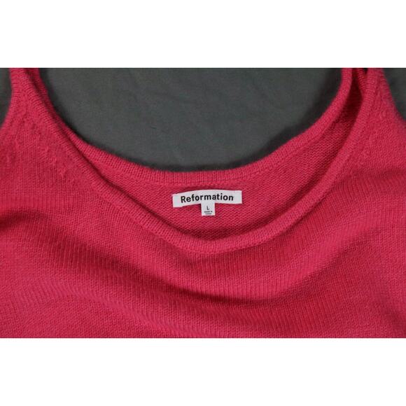 Reformation Womens Cashmere Spaghetti Strap Knit Crop Top Pink Size Large - Picture 2 of 5